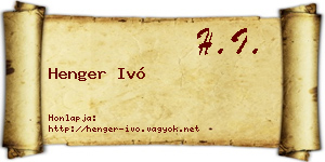Henger Ivó névjegykártya